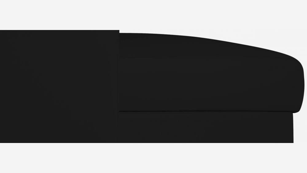 Canapé d'angle 3 places convertible en cuir - Noir