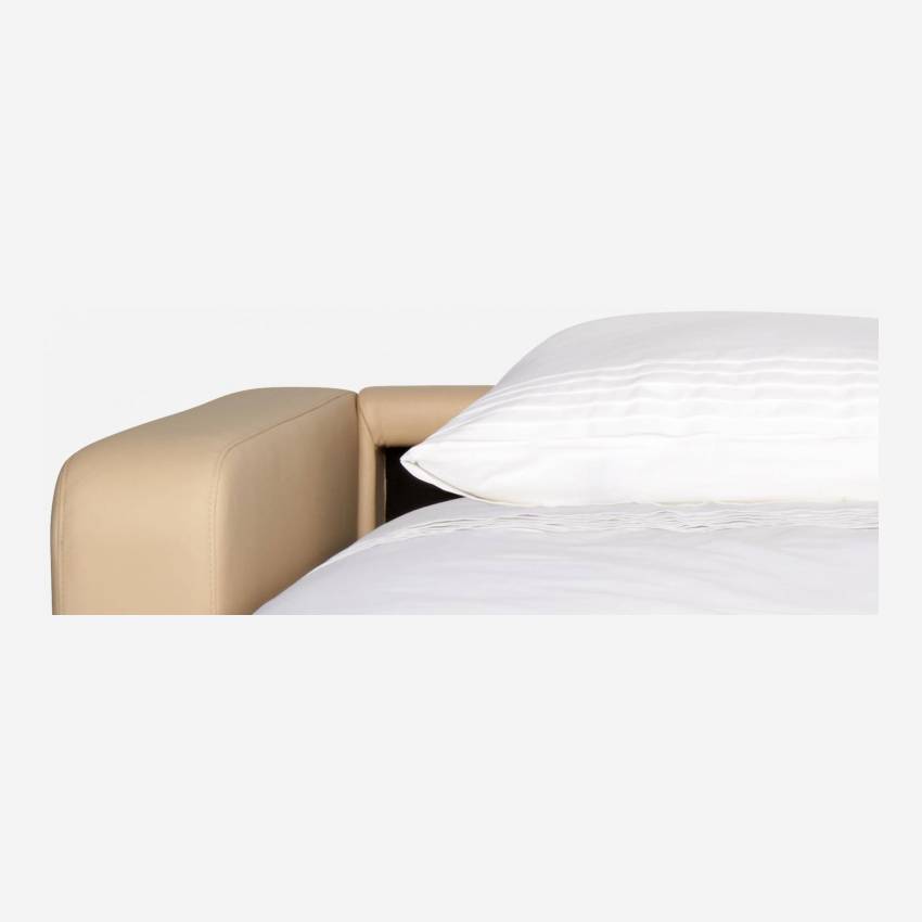 Sofá cama 2 plazas de piel - Crema