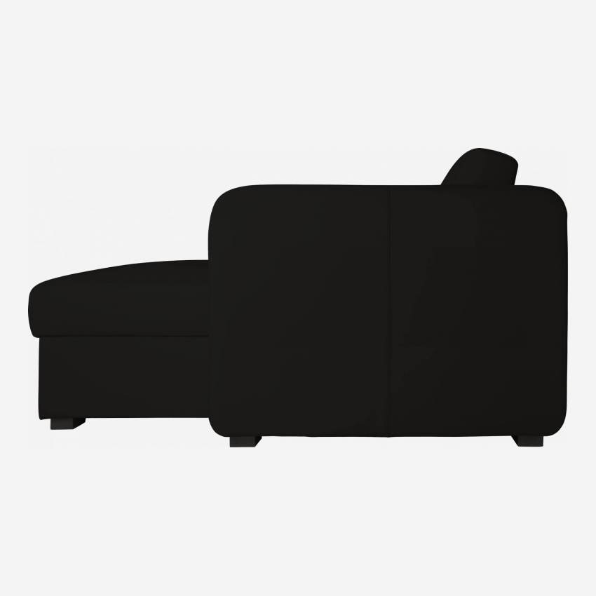 Canapé d'angle 2 places convertible en cuir - Noir