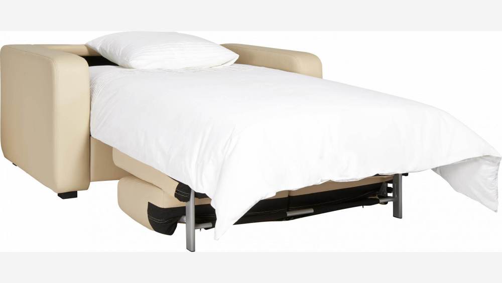 Sofá cama compacto de piel - Crema