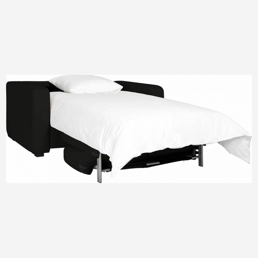 Sofá-cama compacto em pele - Preto