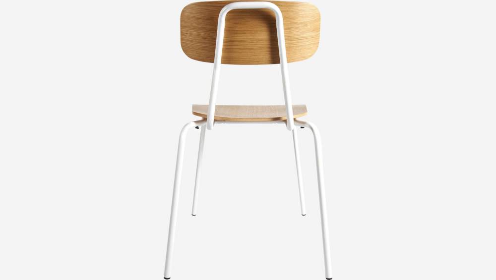 Cadeira de carvalho com pés em aço lacado - Branco