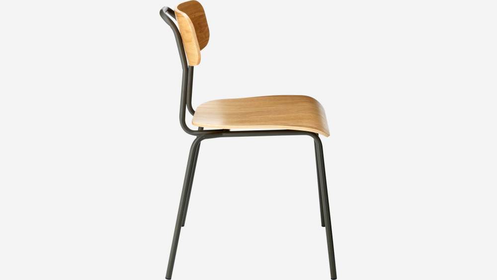 Stuhl aus Eiche mit Beinen aus lackiertem Stahl - Anthrazit