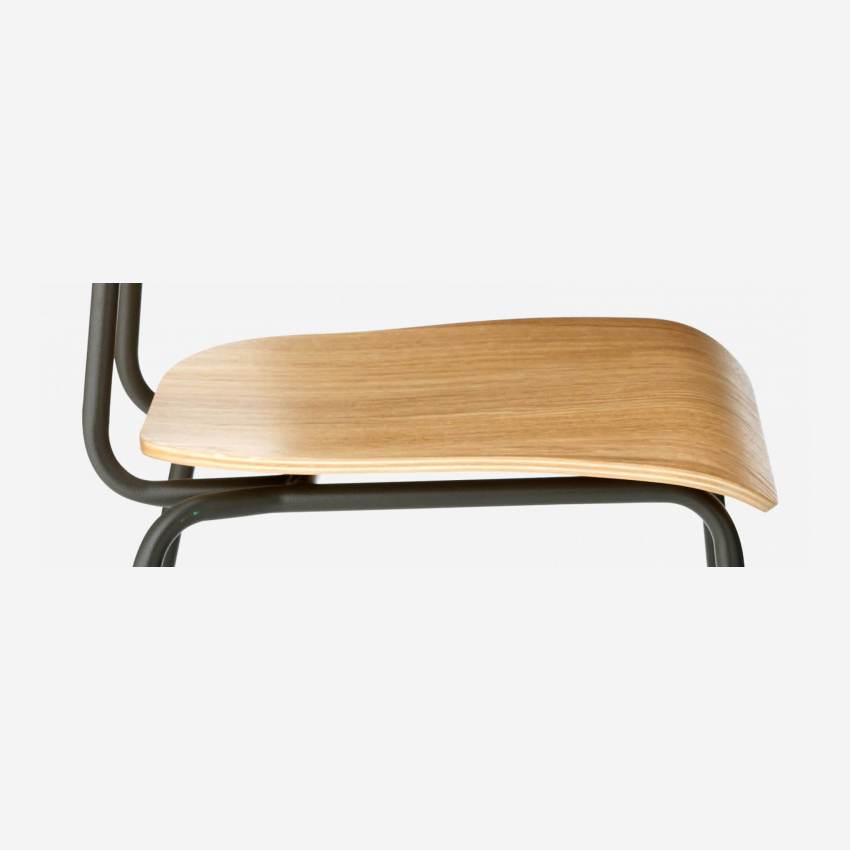Stuhl aus Eiche mit Beinen aus lackiertem Stahl - Anthrazit