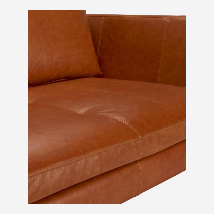 Sofá 2 lugares em pele Vintage Leather - Castanho conhaque