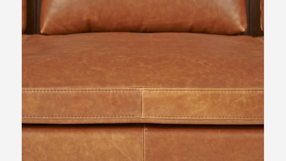 Canapé 3 places avec méridienne droite en cuir Vintage Leather - Marron cognac