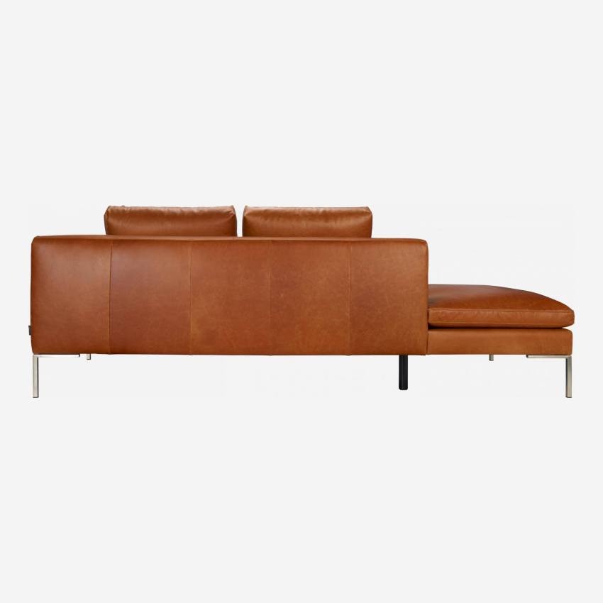 2-Sitzer-Sofa mit Chaiselongue links aus Vintage-Leder - Cognacbraun