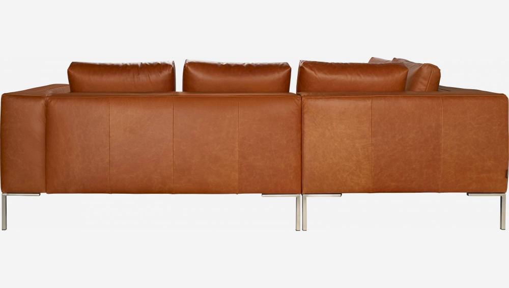 2-Sitzer-Sofa mit Chaiselongue links aus Vintage-Leder - Cognacbraun