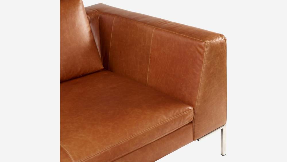 Canapé 2 places avec méridienne gauche en cuir Vintage Leather - Marron cognac