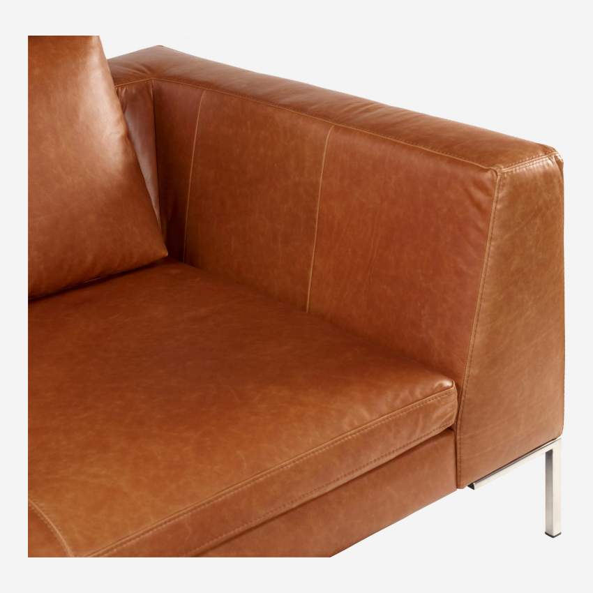 Divano a 2 posti con chaise longue a sinistra in pelle Vintage Leather - Marrone cognac