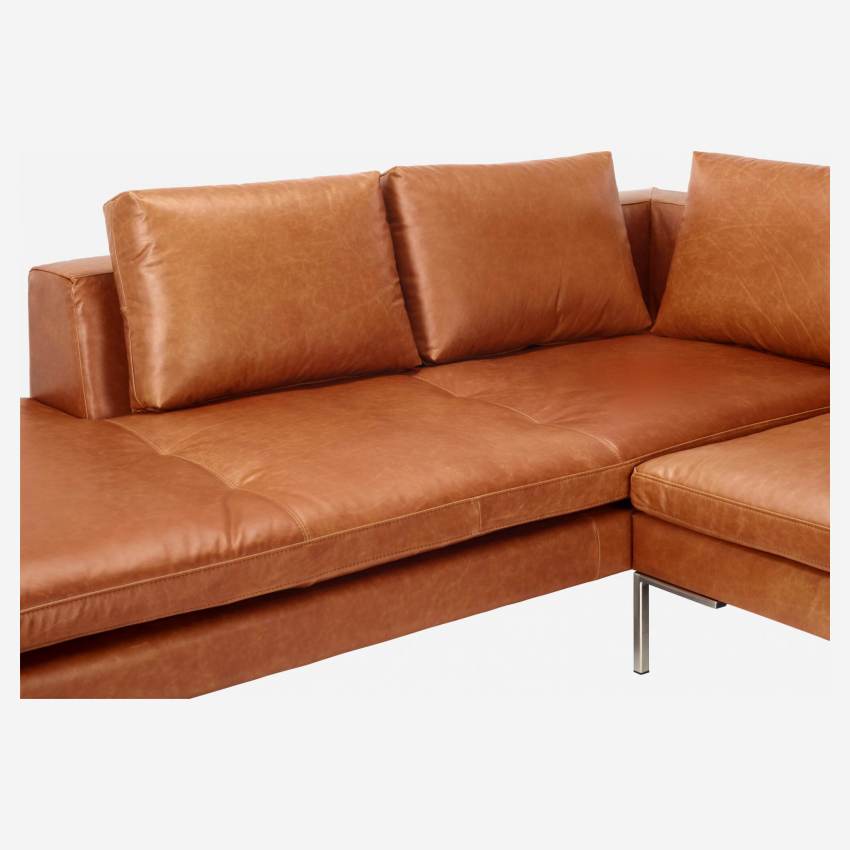 Divano a 2 posti con chaise longue a sinistra in pelle Vintage Leather - Marrone cognac