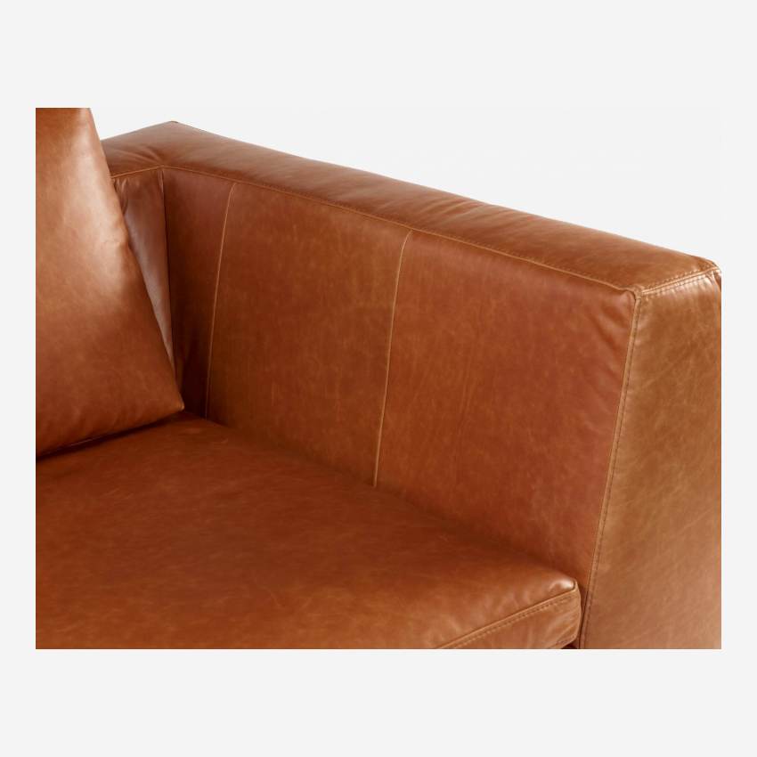 Sofá 2 plazas con chaise longue izquierda de piel Vintage - Marrón coñac