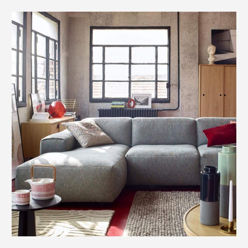 3-Sitzer Sofa mit Chaiselongue links aus Bellagio-Stoff organic green