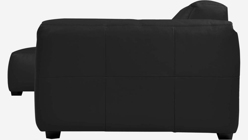 Canapé 3 places avec méridienne gauche en cuir Savoy - Noir obsidienne