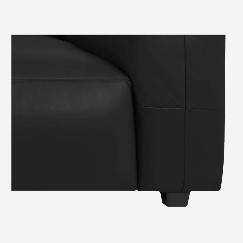 Sofá de 3 lugares com chaise longue esquerda em pele Savoy - Preto obsidiana