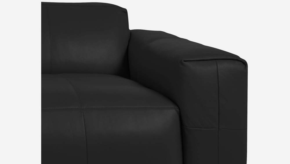 Canapé 3 places avec méridienne gauche en cuir Savoy - Noir obsidienne