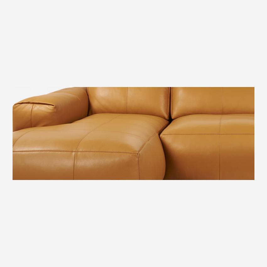 3-Sitzer Sofa mit Chaiselongue links aus Savoy-Leder - Cognacbraun