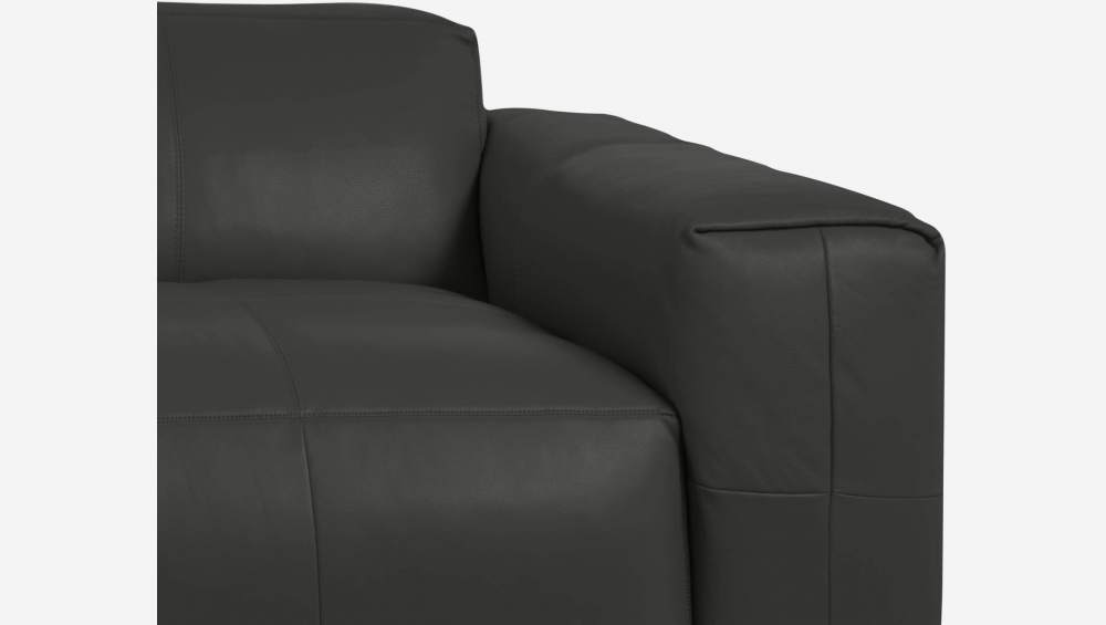 Sofá de 3 lugares com chaise longue esquerda em pele Savoy - Cinzento ardósia