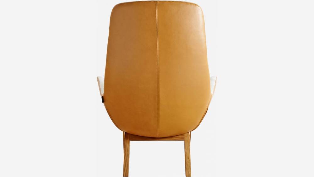 Sessel aus Lecce-Stoff - Beige und Vintage-Leder - Eichenfüße