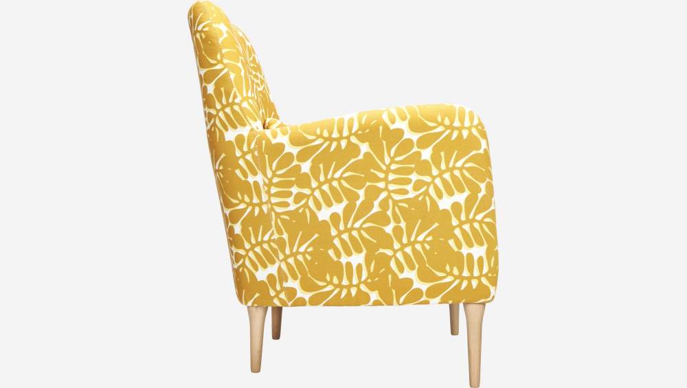 Sessel mit Muster, gelb, helle Füße