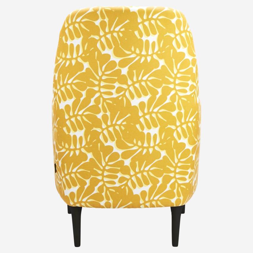 Sessel mit Muster, gelb, dunkle Füße