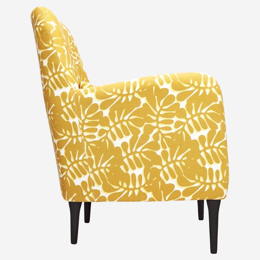 Sessel mit Muster, gelb, dunkle Füße