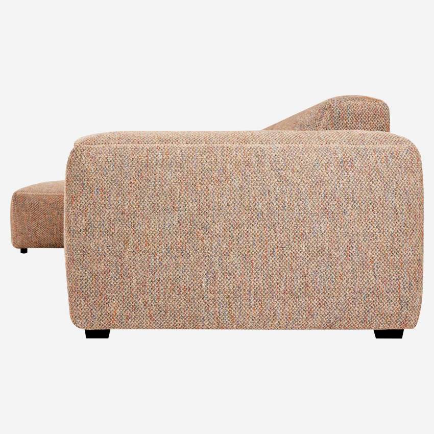 Sofá de 3 lugares com chaise longue esquerda em tecido Bellagio - Cor de laranja aurora