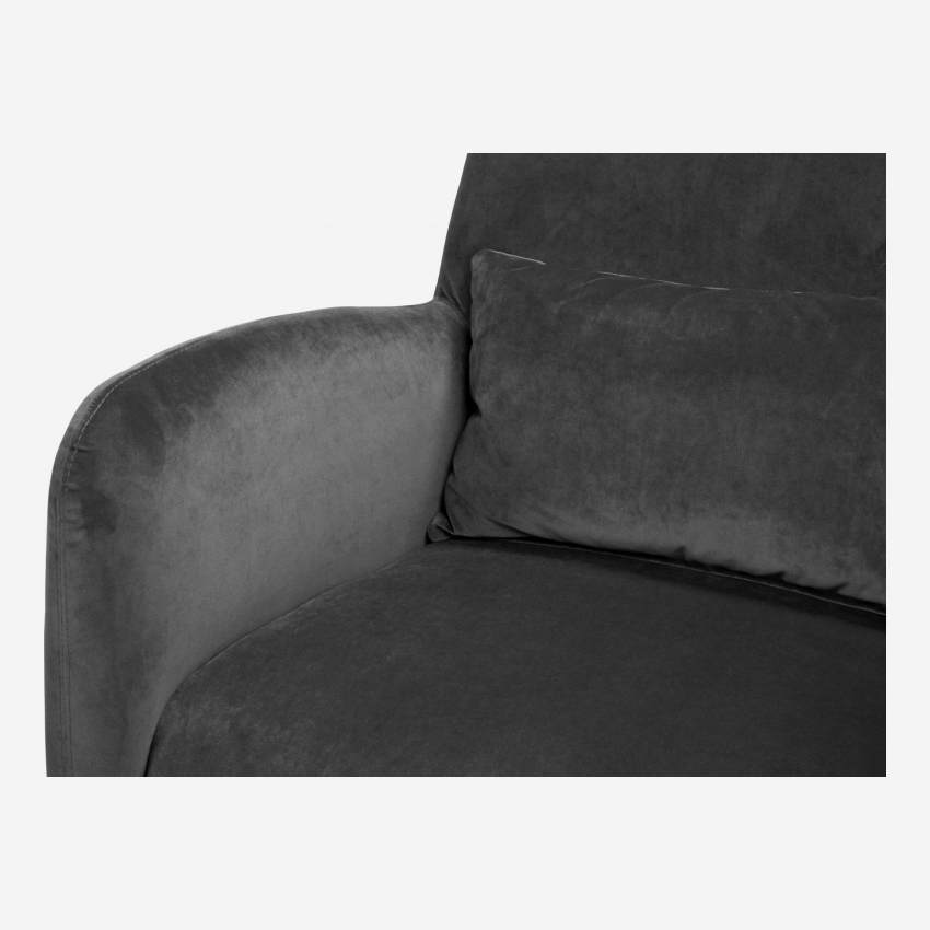 Sessel aus Samt - Silbergrau, dunkle Füße