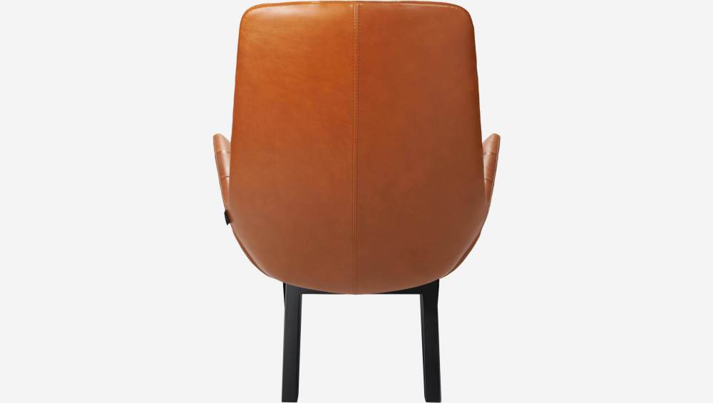 Sessel aus Vintage-Leder - Cognacbraun - Schwarze Füße