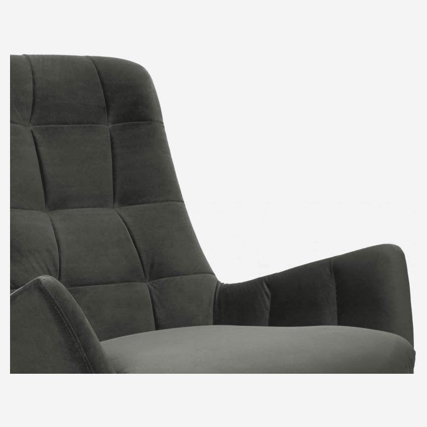 Sessel aus Samt - Schiefergrau - Schwarze Füße