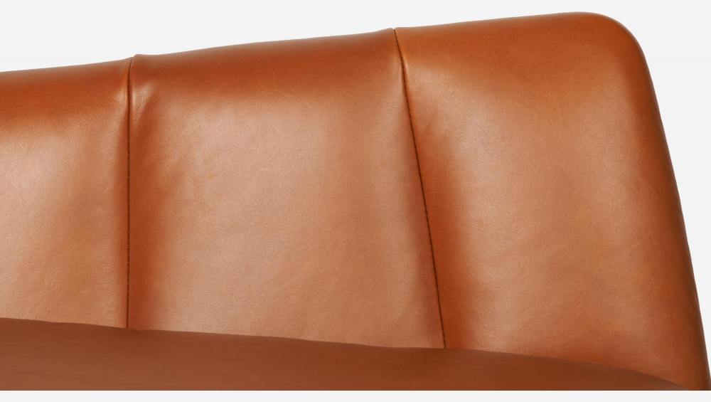 Poltrona em pele Vintage Leather - Castanho conhaque - Pés de carvalho