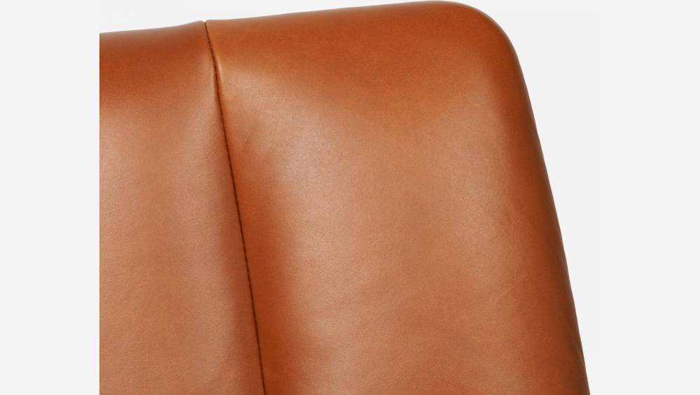 Poltrona em pele Vintage Leather - Castanho conhaque - Pés de carvalho