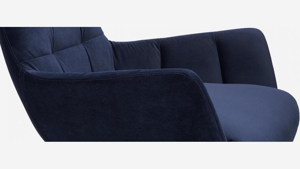 Sessel aus Samt - Tintenblau - Eichenfüße