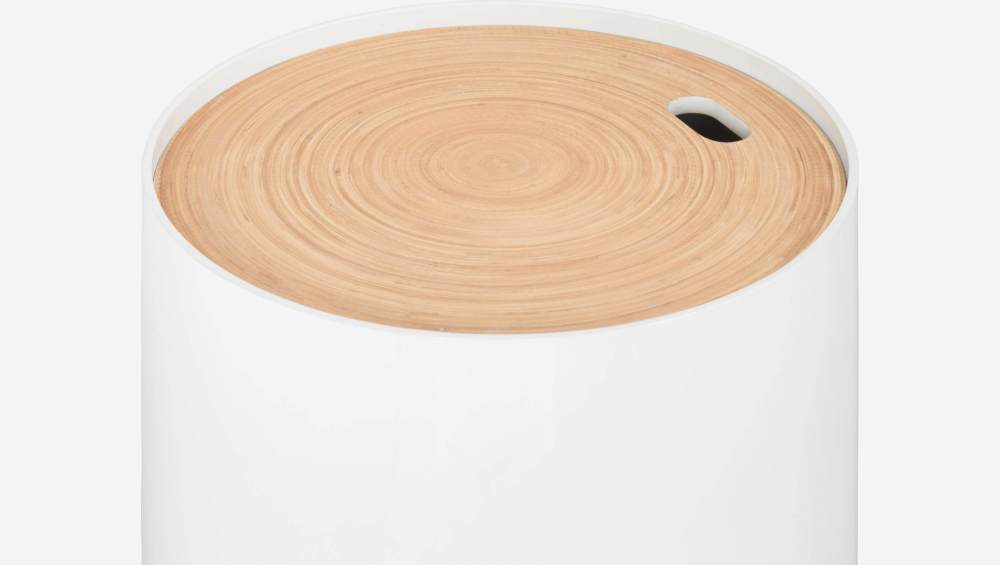Bijzettafel van gelakt hout en bamboe – 40 cm – Wit