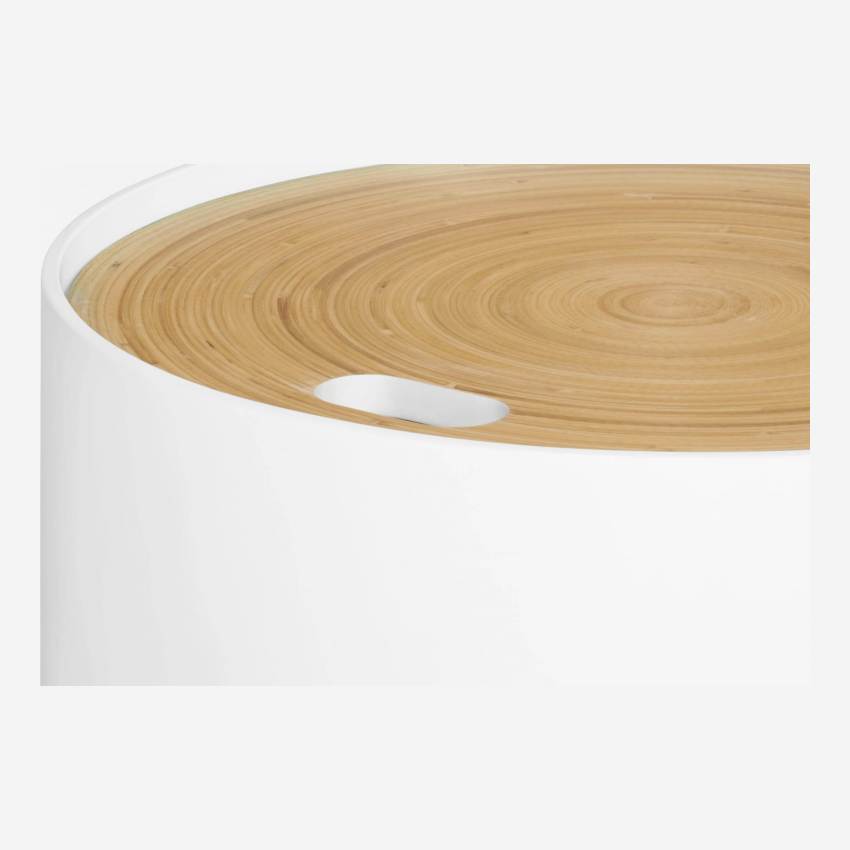 Bijzettafel van gelakt hout en bamboe – 48 cm – Wit