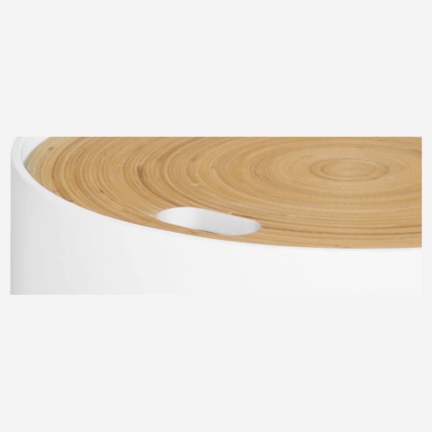 Bijzettafel van gelakt hout en bamboe – 48 cm – Wit