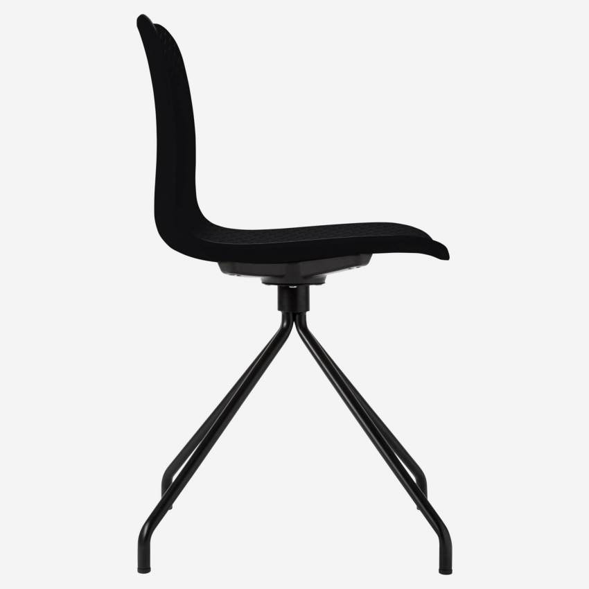 Stuhl aus Polypropylen, schwarz und Beine aus Stahl, lackiert