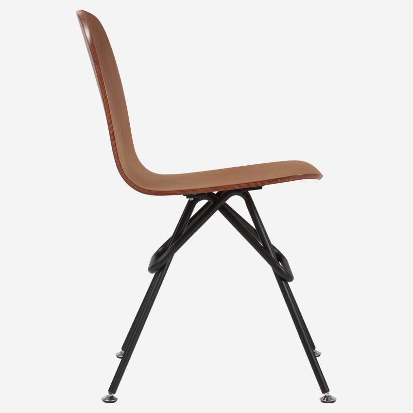 Stuhl aus Nussbaum und Beine aus Stahl, schwarz