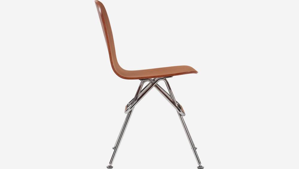 Stuhl aus Nussbaum und Beine aus Stahl, verchromt