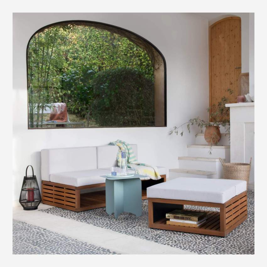 2-Sitzer-Gartensofa aus Akazienholz mit Kissen aus Stoff - Hellgrau