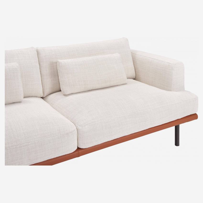 3-Sitzer Sofa aus Stoff Fasoli snow white mit Basis aus braunem Leder