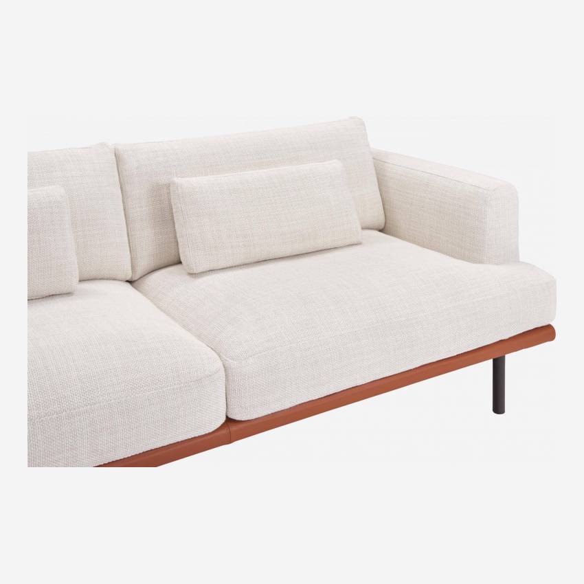 3-Sitzer Sofa aus Stoff Fasoli snow white mit Basis aus braunem Leder