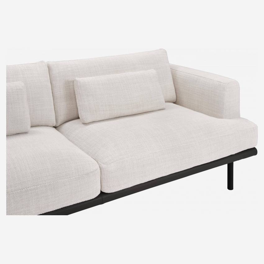 3-Sitzer Sofa aus Stoff Fasoli snow white mit Basis aus schwarzem Leder