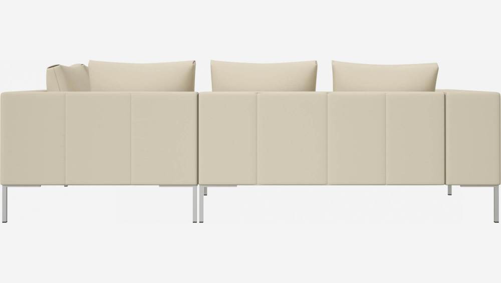 2-Sitzer-Sofa mit Chaiselongue rechts aus Savoy-Leder - Alabasterweiß