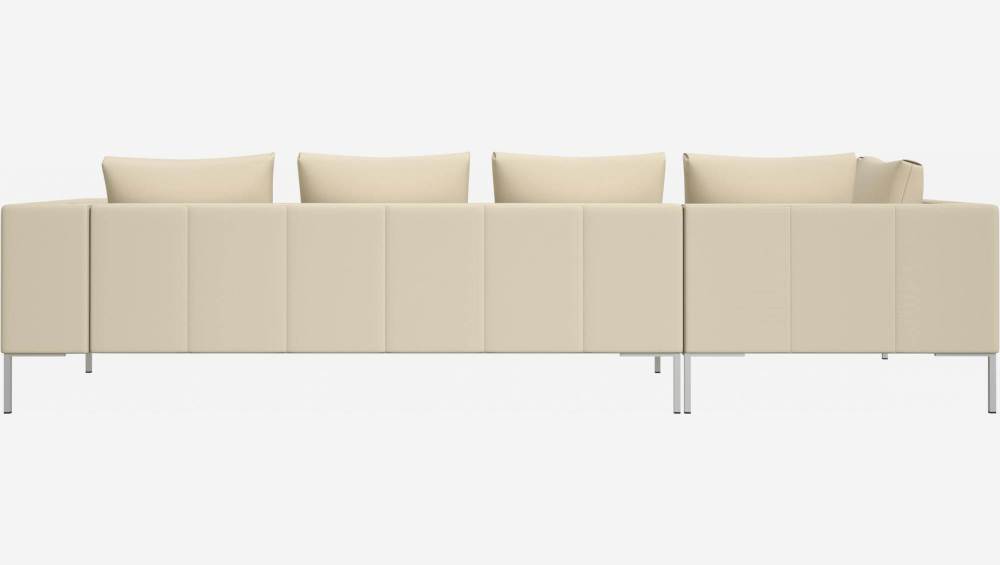 3-Sitzer-Sofa mit Chaiselongue links aus Savoy-Leder - Alabasterweiß