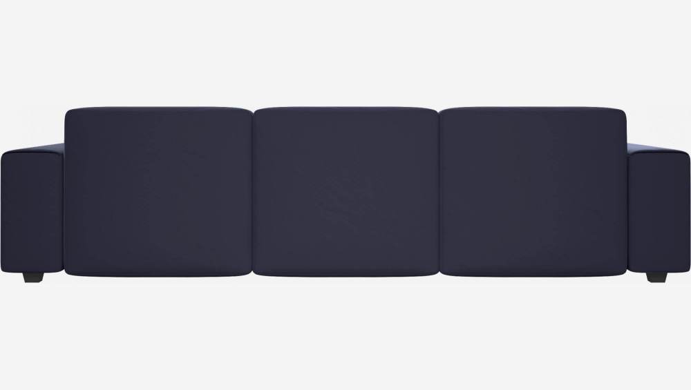Canapé 3 places avec méridienne droite en velours - Bleu encre