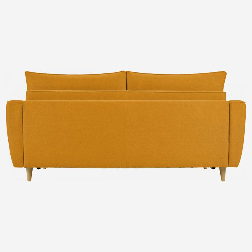Sofá cama 3 plazas de tela con somier de láminas - Amarillo mostaza