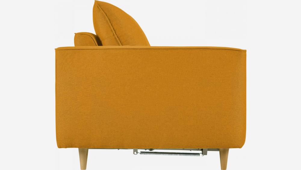 Canapé convertible 3 places en tissu avec sommier à lattes - Jaune moutarde
