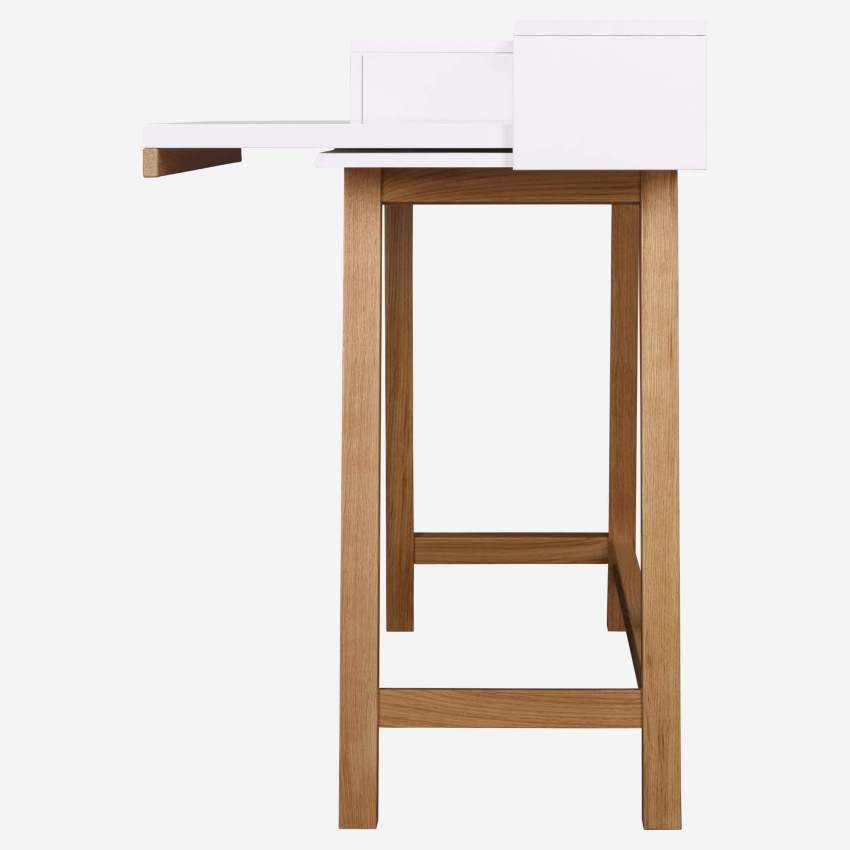 Schreibtisch, weiß und Eiche