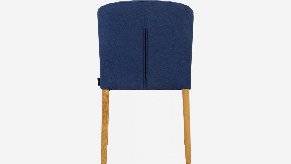 Chaise en tissu matelassé - Bleu - Pieds chêne